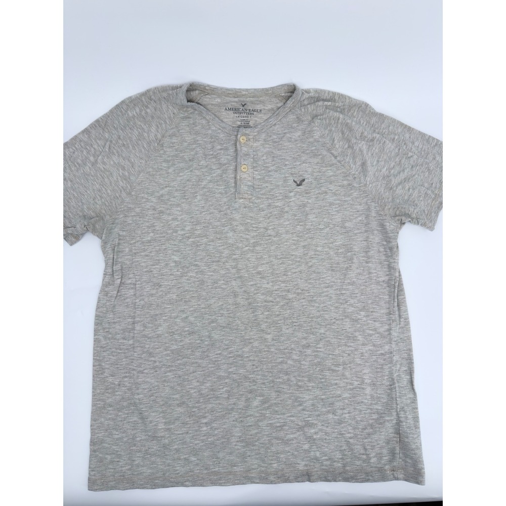 American Eagle Henley Shirt Legend T Classic Fit Modern Mens XL Gray Heathered
